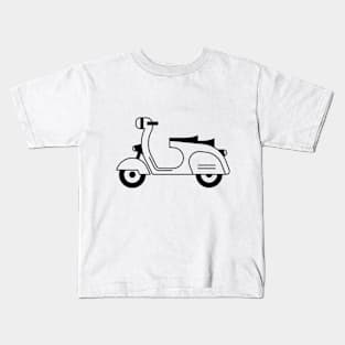 Illustration of stylized black and white scooter (motorcycle) Kids T-Shirt